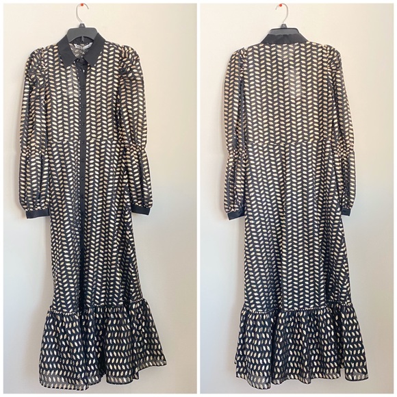 ZARA Metallic Long Dress with Flounced Hem NWT - Picture 10 of 10